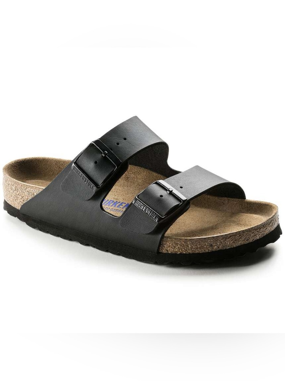 Birkenstock Men's Black Arizona Two-Strap Slide with Cork Footbed